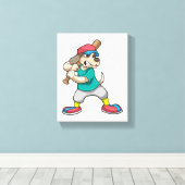 Hond bij honkbal met honkbalknuppel canvas afdruk (Insitu (Houten vloer))