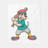 Hond bij honkbal met honkbalknuppel fleece deken (Voorkant)