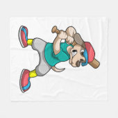 Hond bij honkbal met honkbalknuppel fleece deken (Voorkant (Horizontaal))