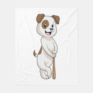 Hond bij honkbal met honkbalknuppel fleece deken