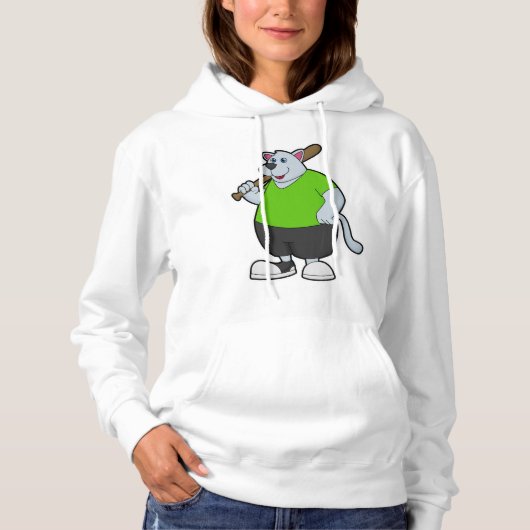 Hond bij honkbal met honkbalknuppel hoodie (Voorkant)