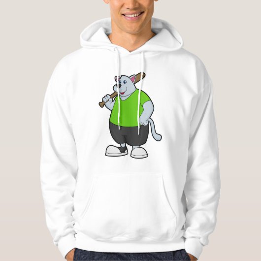 Hond bij honkbal met honkbalknuppel hoodie (Voorkant)