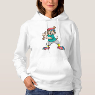 Hond bij honkbal met honkbalknuppel hoodie