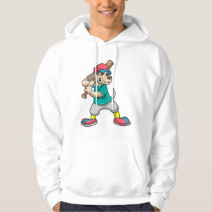 Hond bij honkbal met honkbalknuppel hoodie