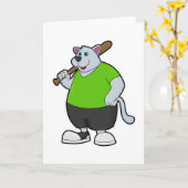 Hond bij honkbal met honkbalknuppel kaart (Gele Bloem)