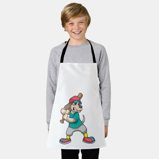 Hond bij honkbal met honkbalknuppel schort (Gedragen)