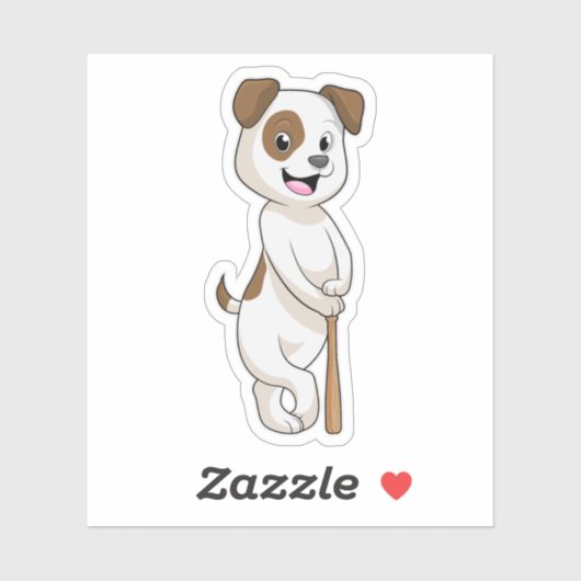 Hond bij honkbal met honkbalknuppel sticker (Vel)