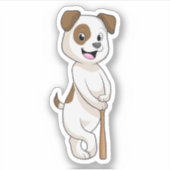 Hond bij honkbal met honkbalknuppel sticker (Voorkant)