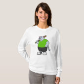 Hond bij honkbal met honkbalknuppel t-shirt (Voorkant volledig)