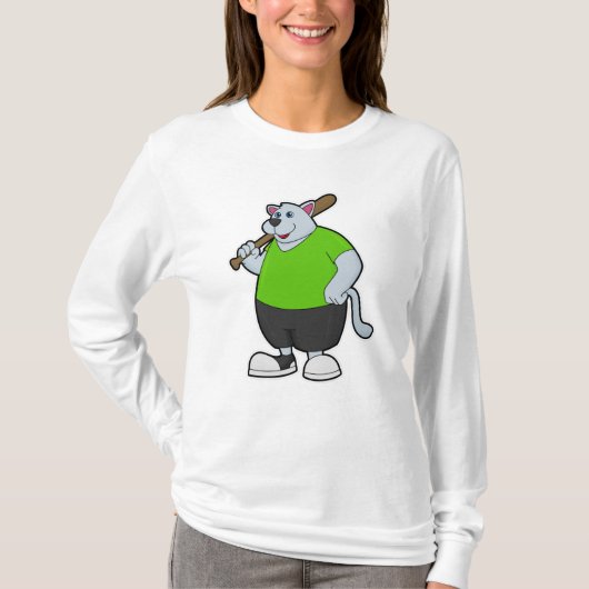 Hond bij honkbal met honkbalknuppel t-shirt (Voorkant)