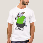 Hond bij honkbal met honkbalknuppel t-shirt (Voorkant)
