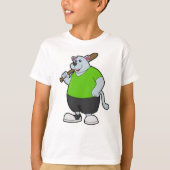Hond bij honkbal met honkbalknuppel t-shirt (Voorkant)