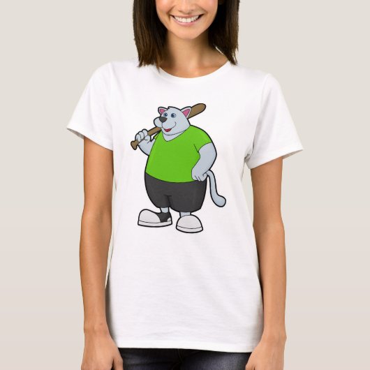 Hond bij honkbal met honkbalknuppel t-shirt (Voorkant)