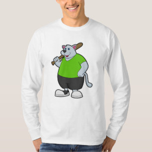 Hond bij honkbal met honkbalknuppel t-shirt