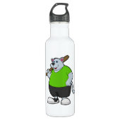 Hond bij honkbal met honkbalknuppel waterfles  (Voorkant)