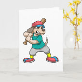 Hond bij honkbal met honknuppel kaart (Gele Bloem)