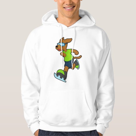 Hond bij ijsschaatsen met Goggles Hoodie (Voorkant)