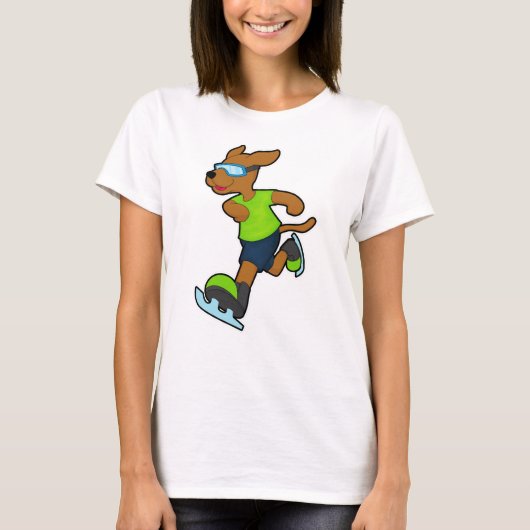Hond bij ijsschaatsen met Goggles T-shirt (Voorkant)
