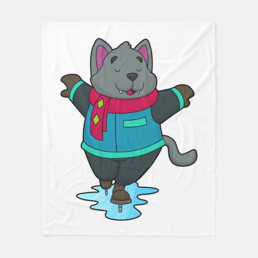 Hond bij ijsschaatsen met ijskoude schaatsen en sc fleece deken (Voorkant)