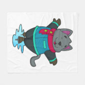 Hond bij ijsschaatsen met ijskoude schaatsen en sc fleece deken (Voorkant (Horizontaal))