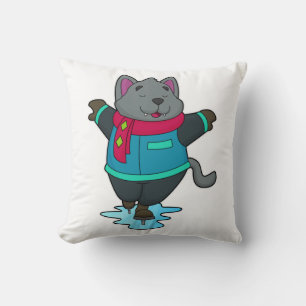 Hond bij ijsschaatsen met ijskoude schaatsen en sc kussen