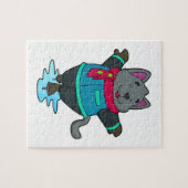 Hond bij ijsschaatsen met ijskoude schaatsen en sc legpuzzel (Horizontaal)