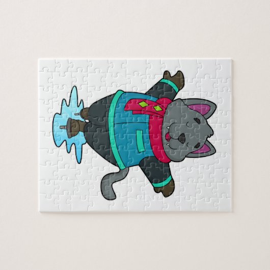 Hond bij ijsschaatsen met ijskoude schaatsen en sc legpuzzel (Horizontaal)