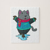 Hond bij ijsschaatsen met ijskoude schaatsen en sc legpuzzel (Verticaal)