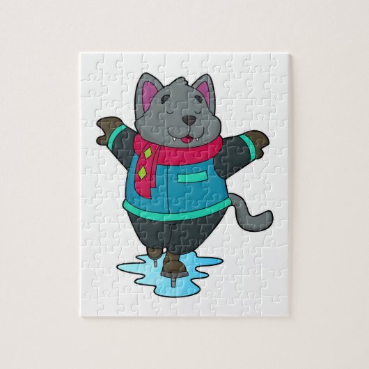 Hond bij ijsschaatsen met ijskoude schaatsen en sc legpuzzel (Verticaal)