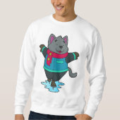 Hond bij ijsschaatsen met ijskoude schaatsen en sc trui (Voorkant)