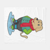 Hond bij ijsschaatsen met ijsschaatsen fleece deken (Voorkant (Horizontaal))