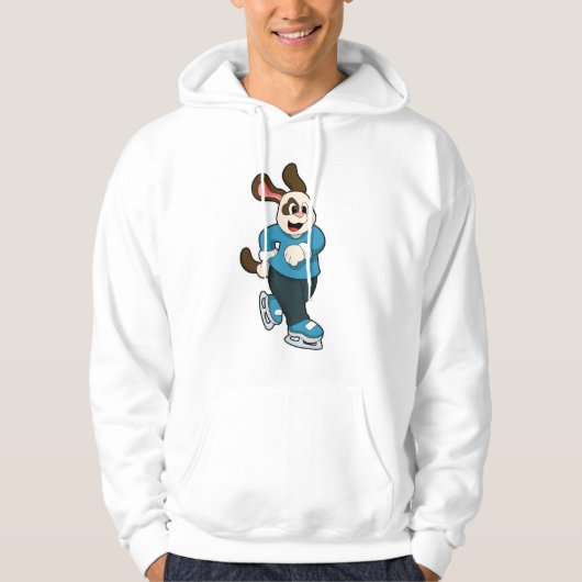 Hond bij ijsschaatsen met ijsschaatsen hoodie (Voorkant)