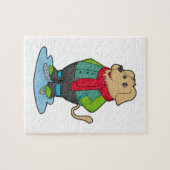 Hond bij ijsschaatsen met ijsschaatsen legpuzzel (Horizontaal)