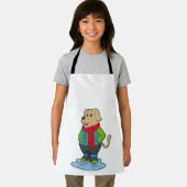 Hond bij ijsschaatsen met ijsschaatsen schort (Insitu)