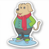Hond bij ijsschaatsen met ijsschaatsen sticker (Voorkant)
