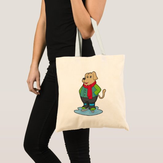 Hond bij ijsschaatsen met ijsschaatsen tote bag (Voorkant (product))