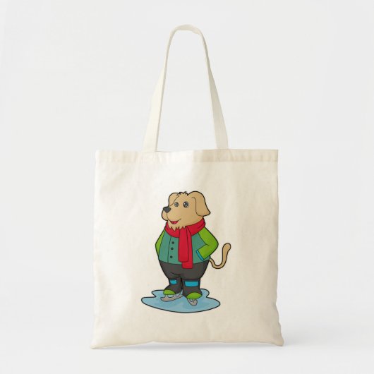 Hond bij ijsschaatsen met ijsschaatsen tote bag (Voorkant)