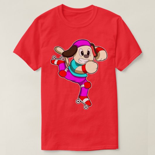 Hond bij Inline skating met Inline schaatsen Pet T-shirt (Design voorkant)