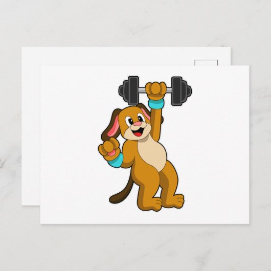Hond bij krachttraining met Dumbbell Briefkaart (Voorkant / Achterkant)