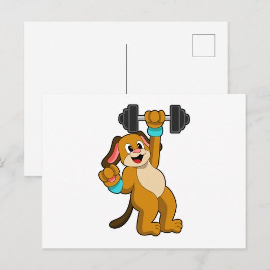 Hond bij krachttraining met Hanteerhalter Briefkaart (Voorkant / Achterkant)