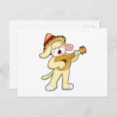Hond bij muziek met gitaar briefkaart (Voorkant / Achterkant)