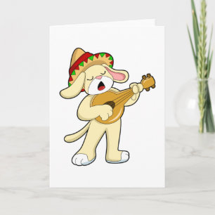 Hond bij muziek met gitaar kaart