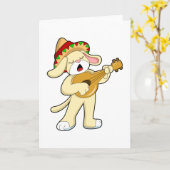 Hond bij muziek met gitaar kaart (Gele Bloem)