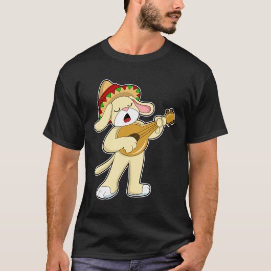 Hond bij Muziek met Guitar T-shirt (Voorkant)