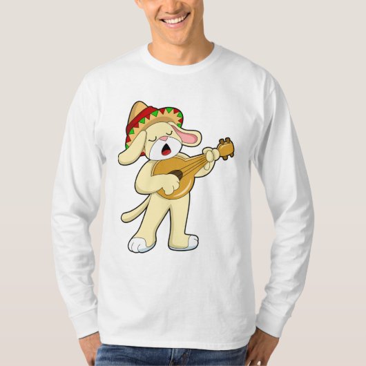 Hond bij Muziek met Guitar T-shirt (Voorkant)