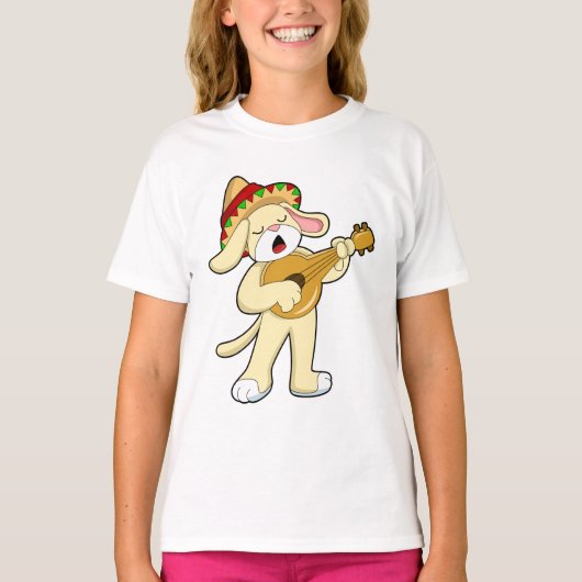 Hond bij Muziek met Guitar T-shirt (Voorkant)