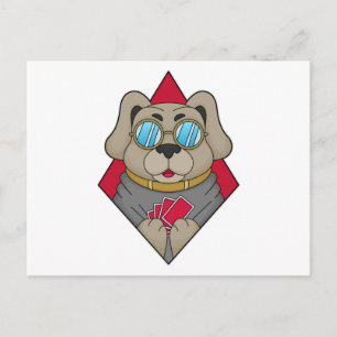 Hond bij Poker met Pokerkaarten Briefkaart