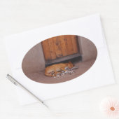 Hond bij Rest Ovale Sticker (Envelop)