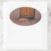 Hond bij Rest Ovale Sticker (Tas)