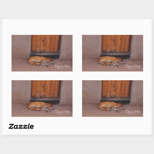 Hond bij Rest Rechthoekige Sticker (Vel)